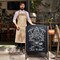 Black Wooden Folding A-Frame Double-Sided Chalkboard Sign for Sidewalk Advertising
